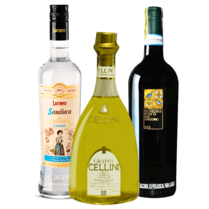 Combo Grappa Licor y Vino