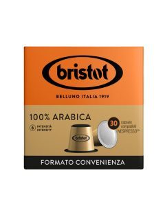 Cápsulas de café Italiano Bristot - 100% Arabica, 30 cápsulas